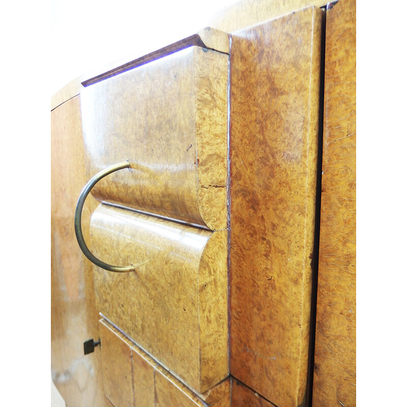 Aparador vintage Art Decó de madera con tapicería de terciopelo de André Arbus