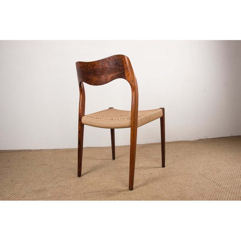 Set of 4 vintage Danish rosewood and rope chairs model 71 by Niels.O.Moller for Jl Mollers, 1960