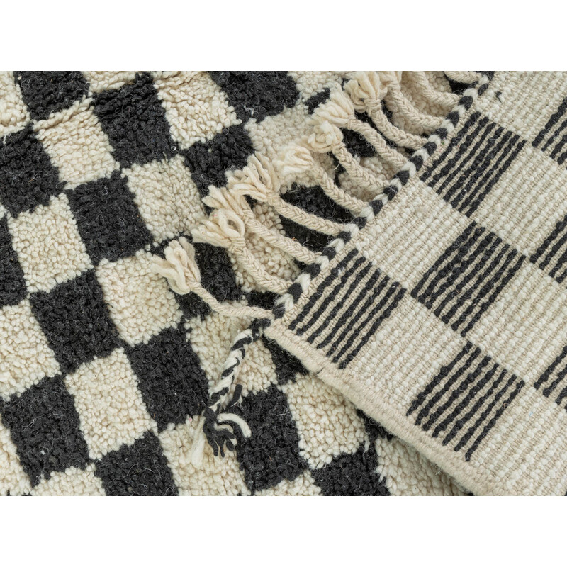 Tapete de lã berbere de Xadrez Vintage
