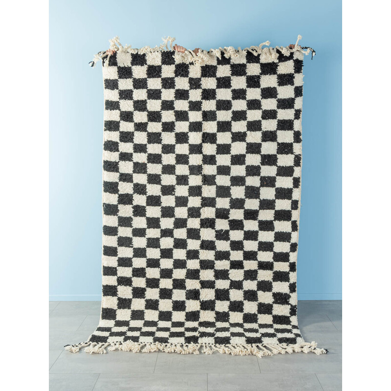 Vintage Chess Berberteppich aus Wolle