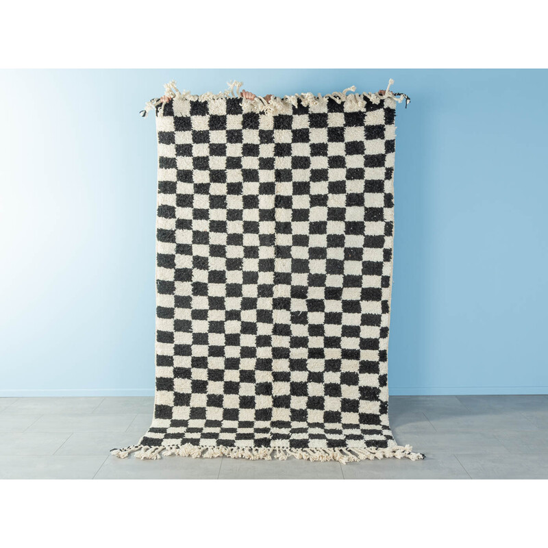 Tapis berbère vintage Chess en laine