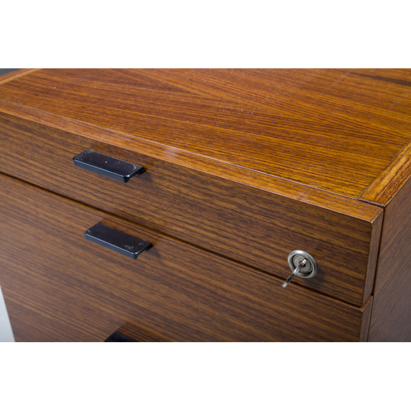 Vintage rosewood executive desk with sideboard by Walter Knoll for the Art Collection Series, Germany 1970