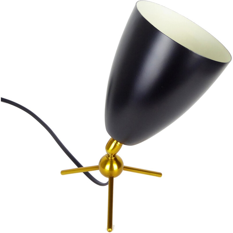 Adjustable Lamp with conical reflector in black lacquered metal  - 1950s