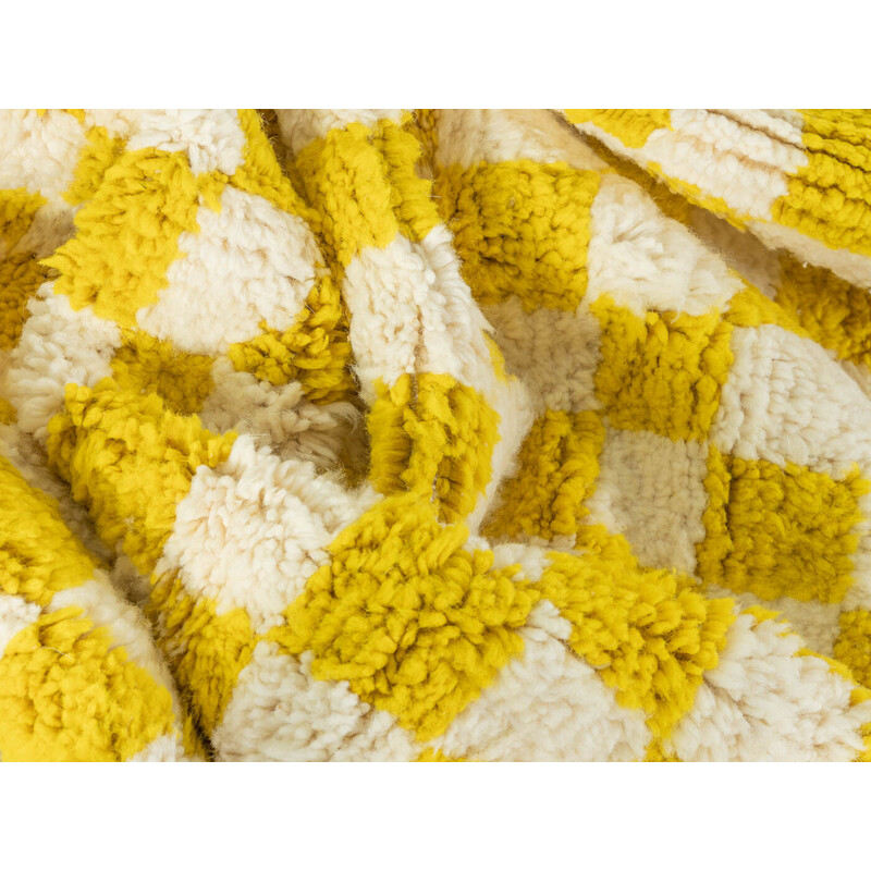 Tapete de lã berbere Vintage Bright Lemon Check