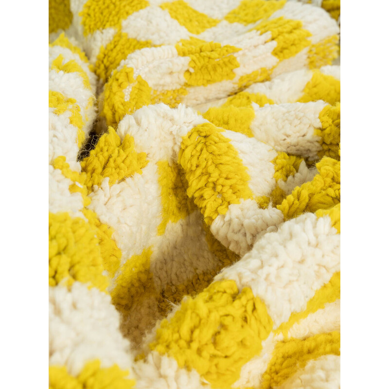 Tapis berbère vintage Bright Lemon Check en laine