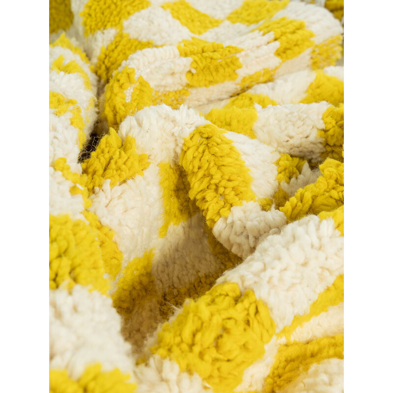 Tappeto vintage in lana berbero a scacchiera Bright Lemon