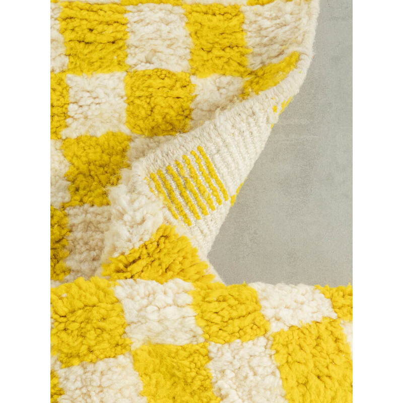 Alfombra bereber de lana Vintage Bright Lemon Check