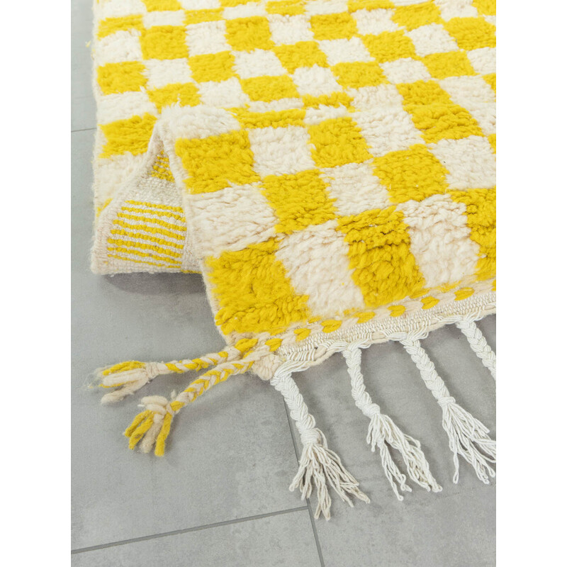 Tapete de lã berbere Vintage Bright Lemon Check