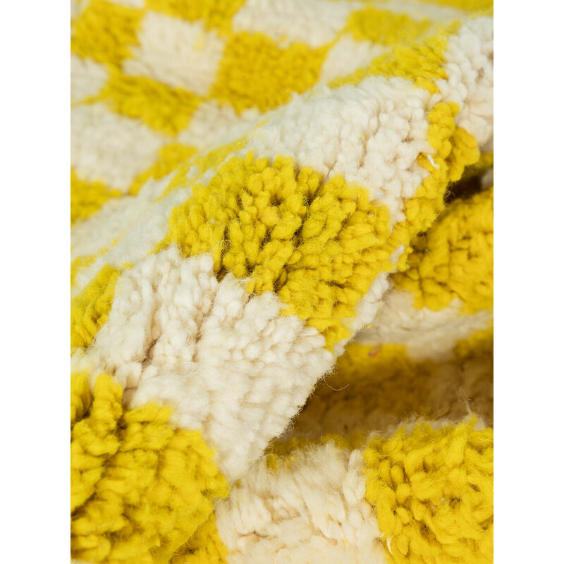 Alfombra bereber de lana Vintage Bright Lemon Check