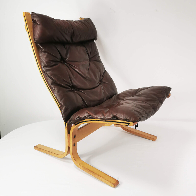 Vintage beukenhouten en lederen fauteuil van I. Relling voor Westnof, Noorwegen 1970
