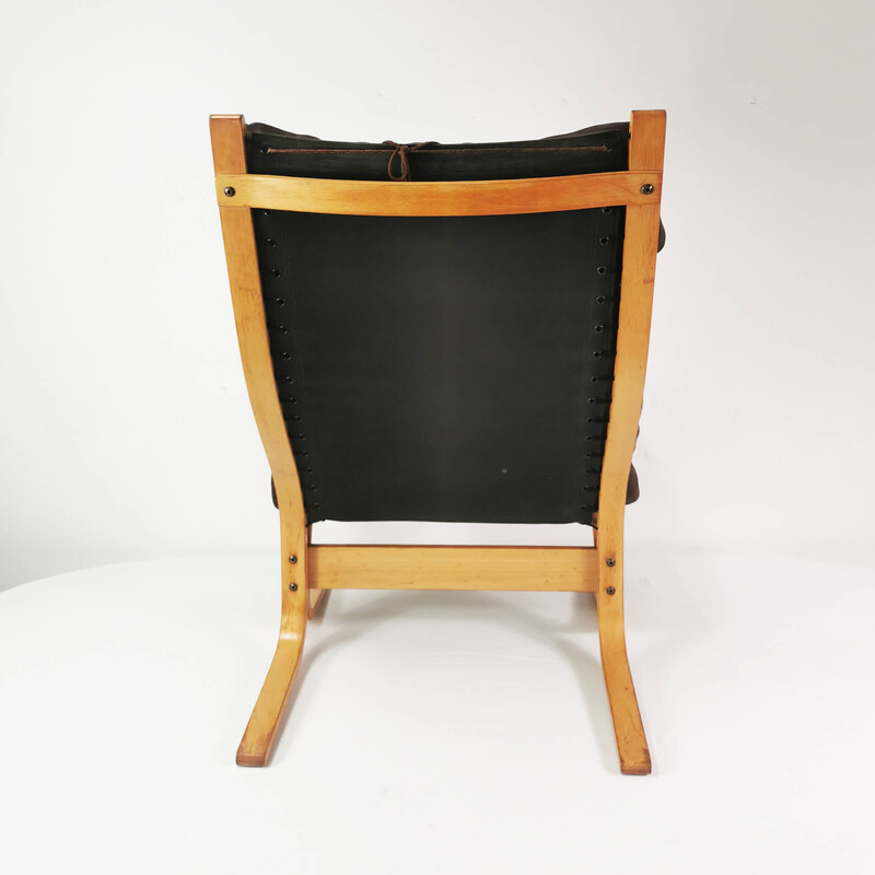 Vintage-Sessel aus Buchenholz und Leder von I. Relling für Westnof, Norwegen 1970