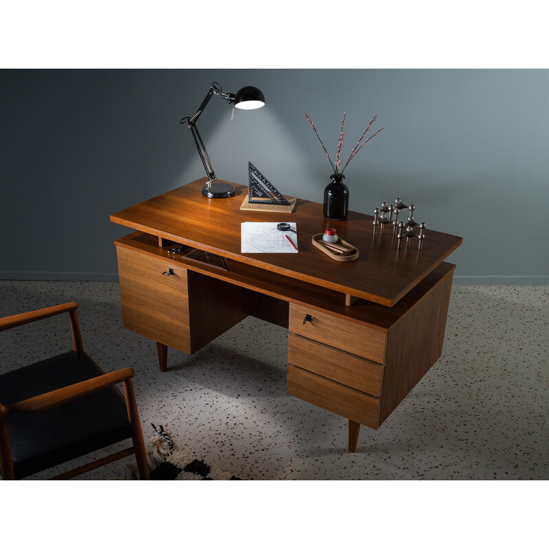 Bureau vintage en placage de noyer, 1960