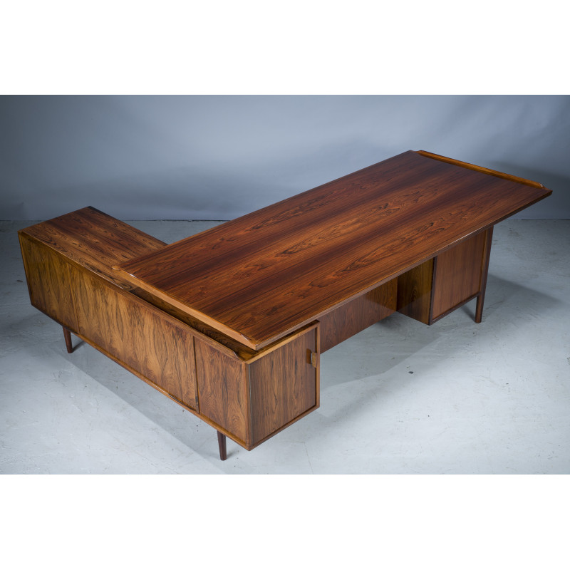 Vintage executive desk with sideboard in rosewood by Arne Vodder for Sibast Møbelfabrik, Denmark 1950-1960s