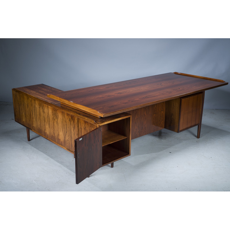 Vintage executive desk with sideboard in rosewood by Arne Vodder for Sibast Møbelfabrik, Denmark 1950-1960s