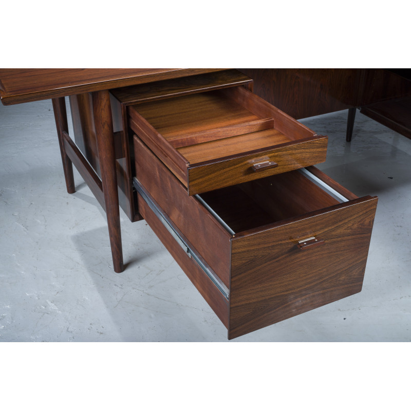 Vintage executive desk with sideboard in rosewood by Arne Vodder for Sibast Møbelfabrik, Denmark 1950-1960s