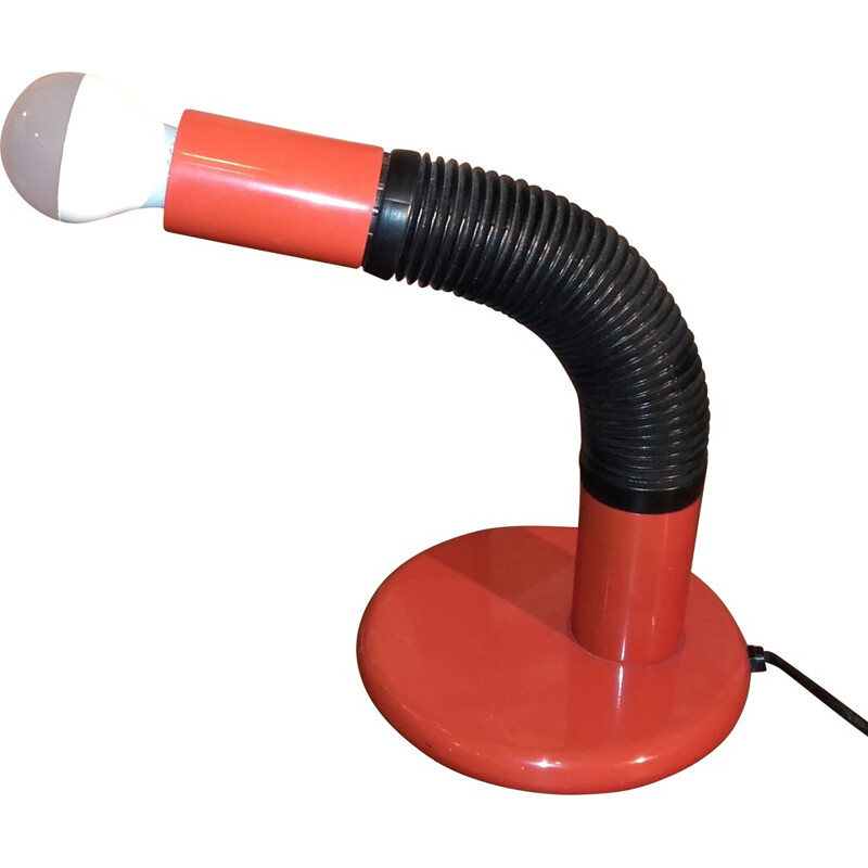 Vintage "BENDY" red metal desk lamp by Targetti Sankey, Italy 1970