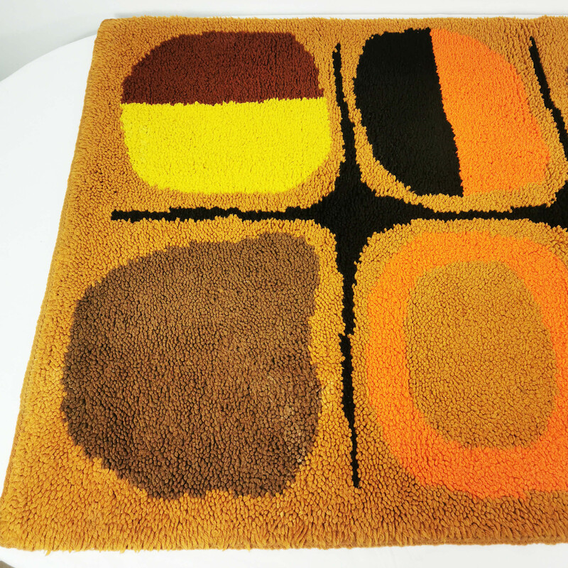 Tapis en laine vintage de l'ère spatiale, Danemark 1970