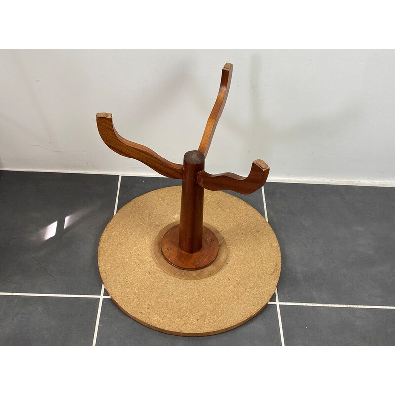 Vintage tripod pedestal table with marquetry, 1950