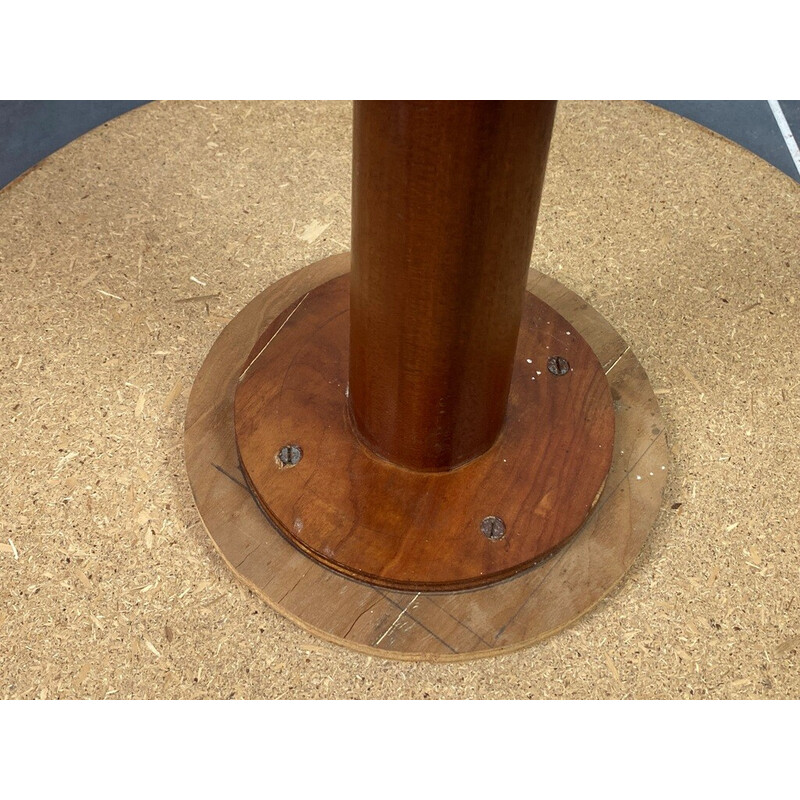 Mesa vintage con pedestal y marquetería, 1950