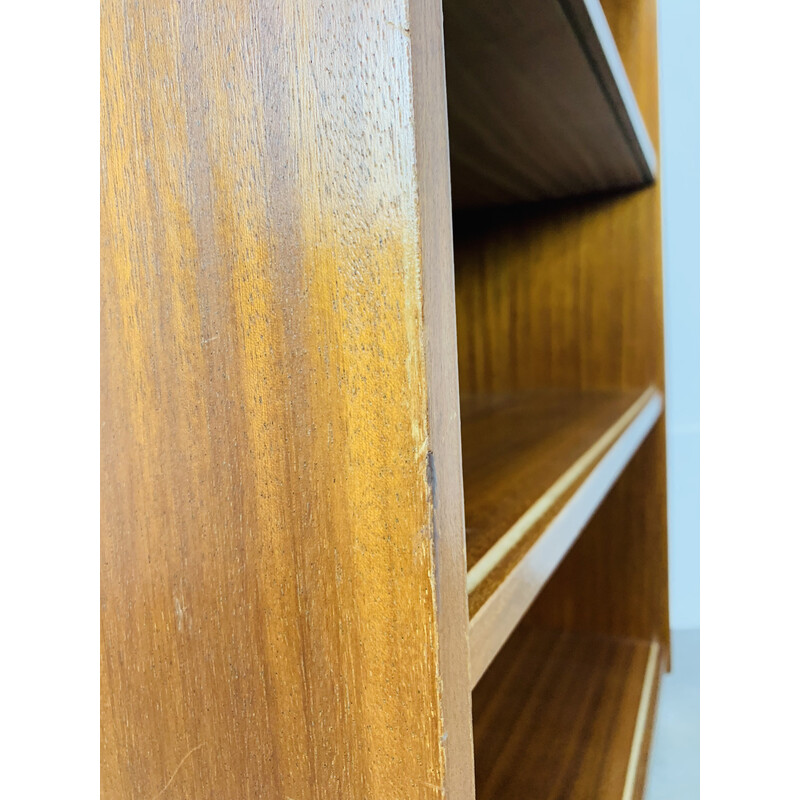 Vintage Bücherregal aus Holz und Glas, 1950