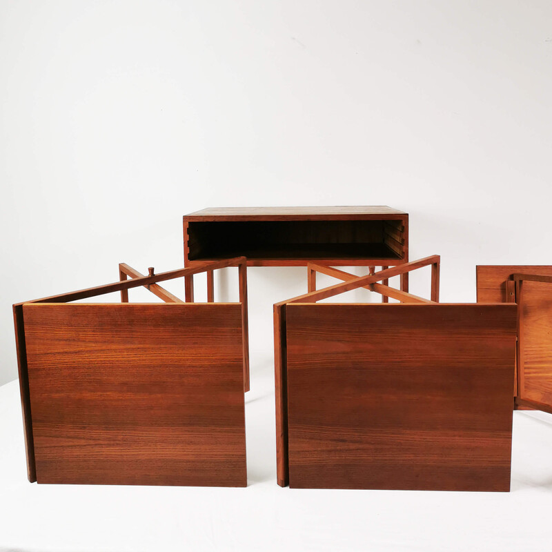 Set of 3 vintage teak side tables by I. Wikkelso for Cfc Silkeborg, Denmark 1960s
