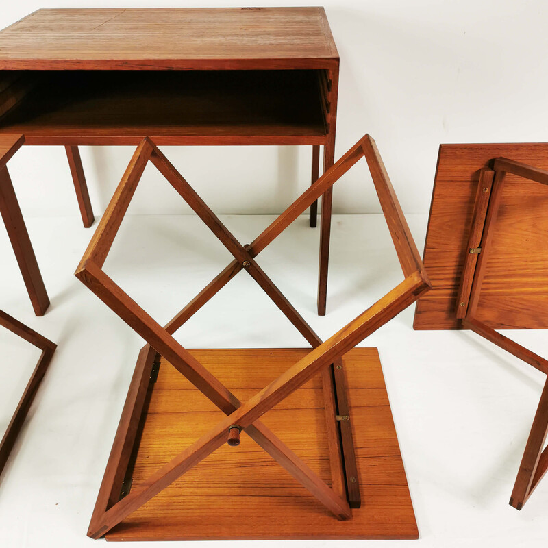 Set of 3 vintage teak side tables by I. Wikkelso for Cfc Silkeborg, Denmark 1960s