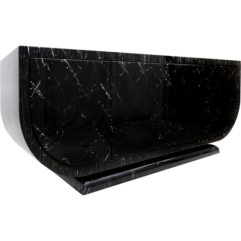 Italian imitation black marble lacquered sideboard - 1980s