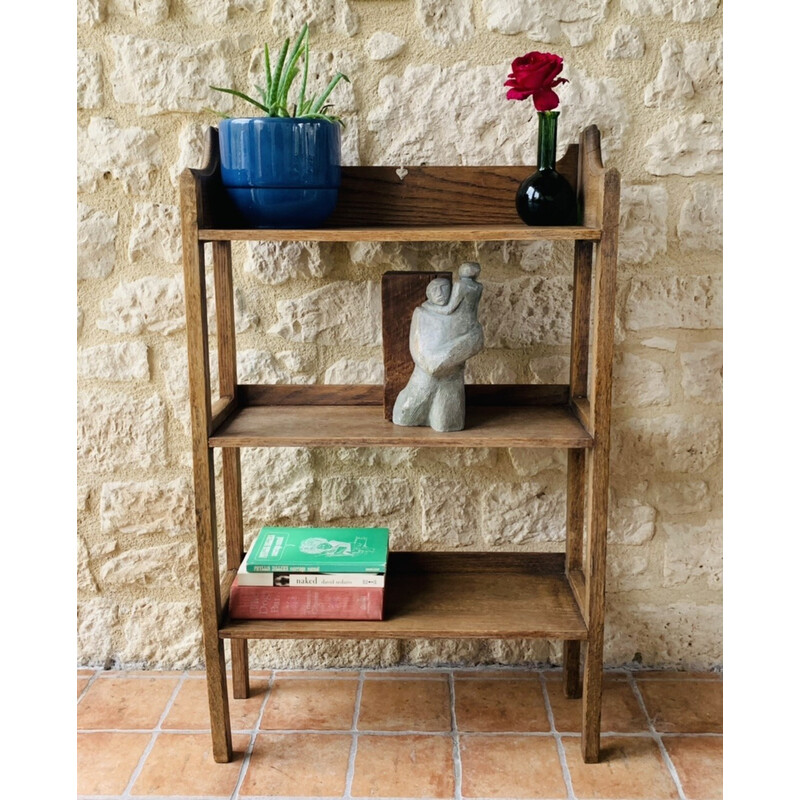 Vintage French farmhouse shelf with 3 levels, 1940-1950