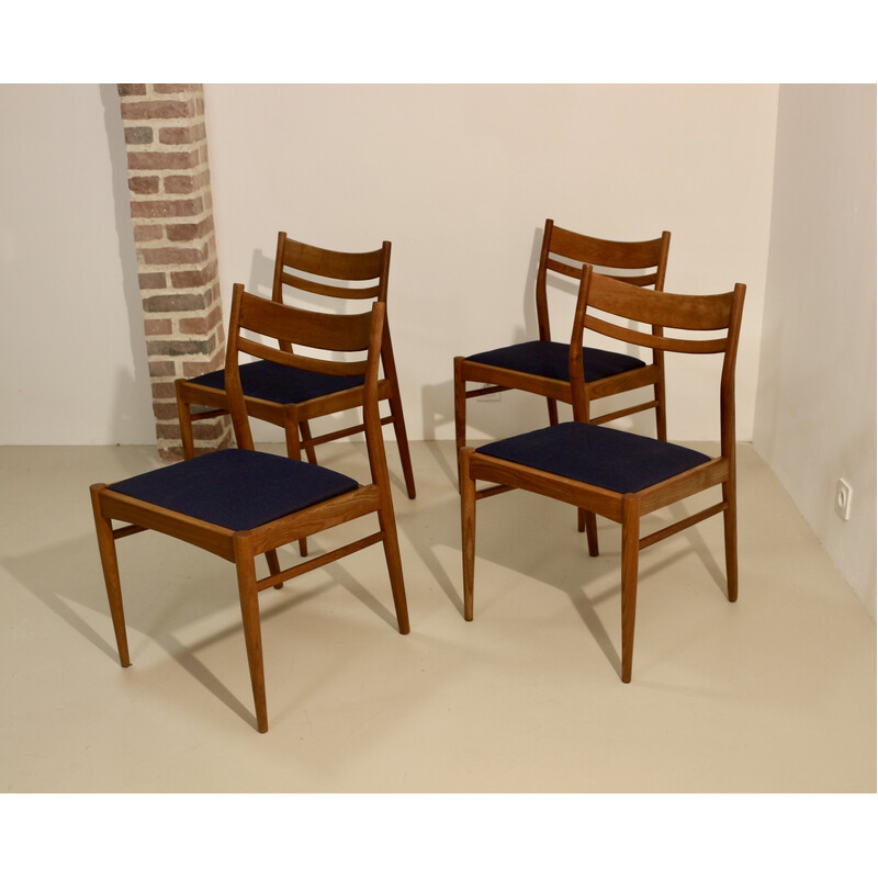 Conjunto de 4 cadeiras de carvalho escandinavo vintage, 1950-1960