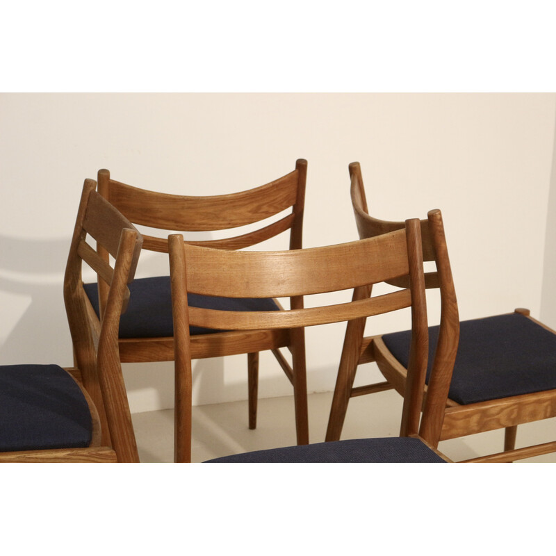 Set of 4 vintage Scandinavian oakwood chairs, 1950-1960