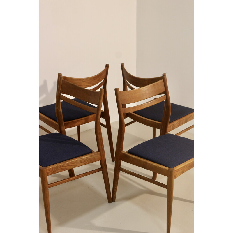 Juego de 4 sillas vintage de roble escandinavo, 1950-1960