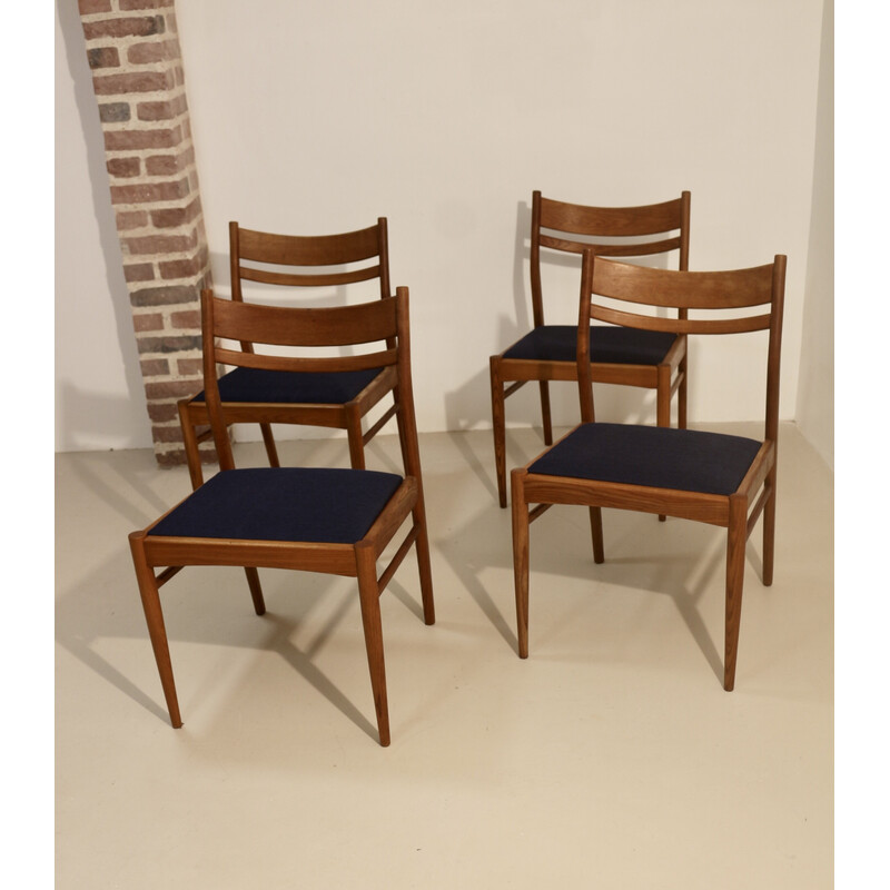 Juego de 4 sillas vintage de roble escandinavo, 1950-1960