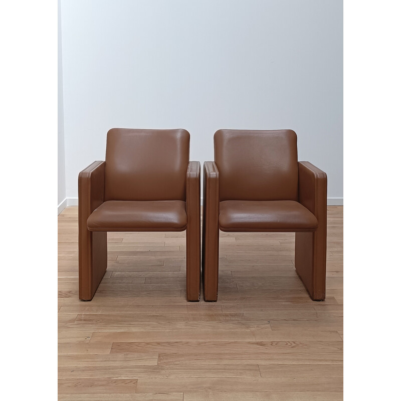 Vintage Thf armchair in wood and leather by Poltrona Frau, 1990