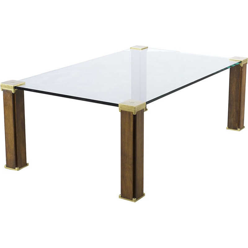 "T66" coffee table in glass and brass, Peter GHYCZY - 1970s
