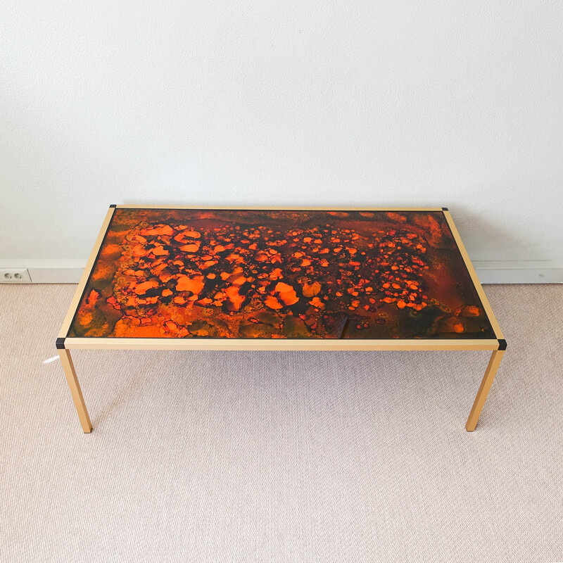 Table basse danoise vintage à motif de lave, 1970