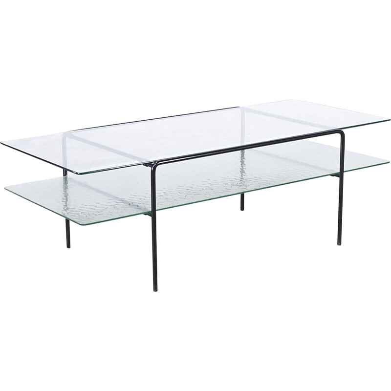 Gispen glass coffee table, André CORDEMEYER - 1950s