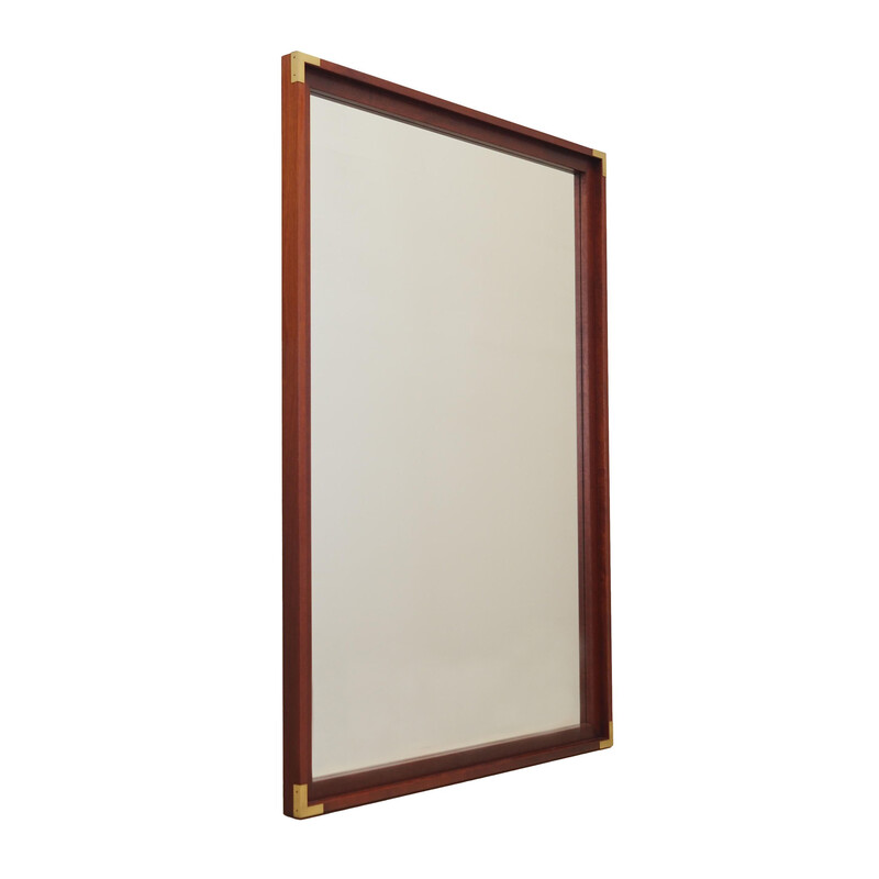 Vintage mahogany-framed mirror, Denmark 1970s