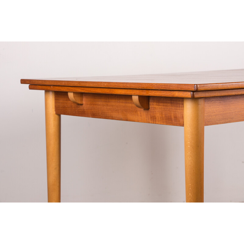 Vintage Scandinavian extendable table in teak and sycamore, Denmark 1960