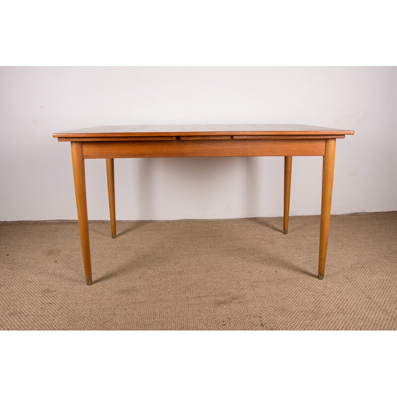 Vintage Scandinavian extendable table in teak and sycamore, Denmark 1960