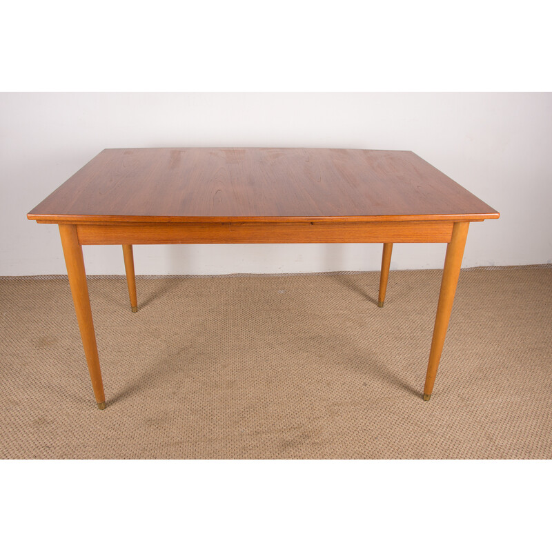 Vintage Scandinavian extendable table in teak and sycamore, Denmark 1960