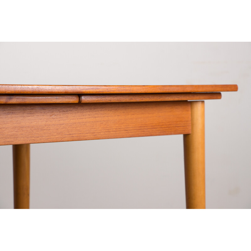 Vintage Scandinavian extendable table in teak and sycamore, Denmark 1960