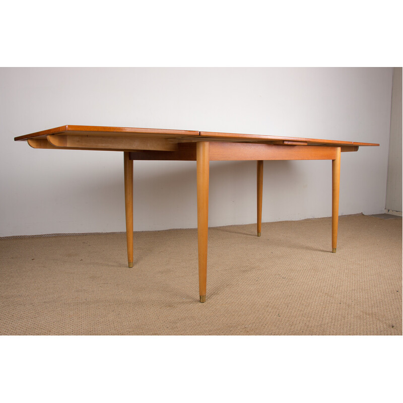 Vintage Scandinavian extendable table in teak and sycamore, Denmark 1960