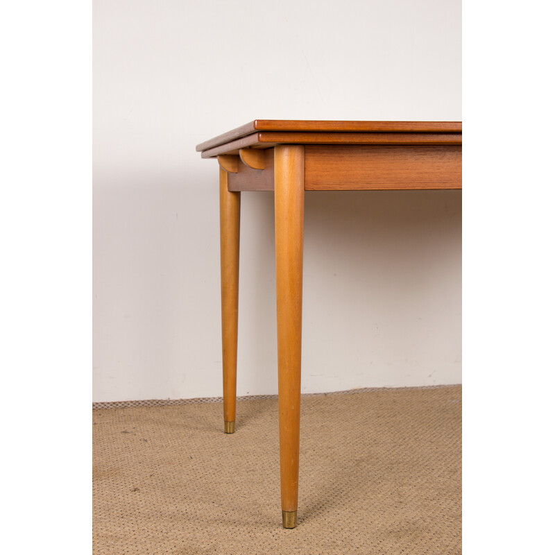 Vintage Scandinavian extendable table in teak and sycamore, Denmark 1960