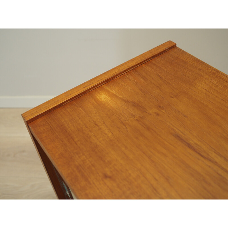 Vintage teak highboard with sliding glass doors, Denmark 1970s