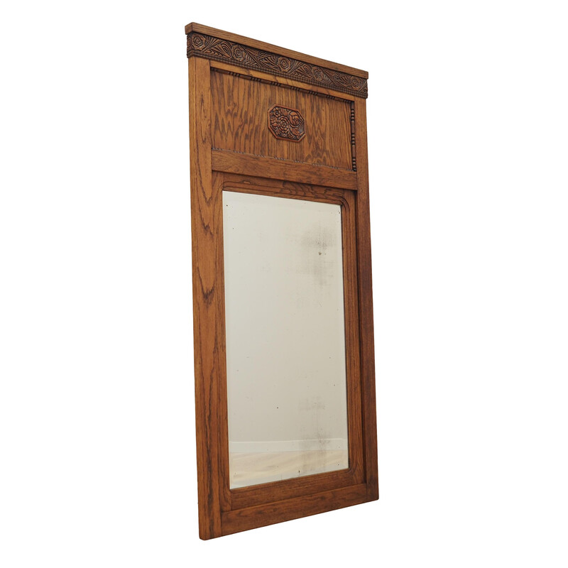 Vintage oak-framed mirror, Denmark 1940s