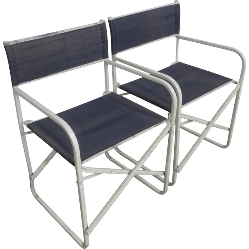 Pair of vintage folding garden chairs by Lerolin Thiene