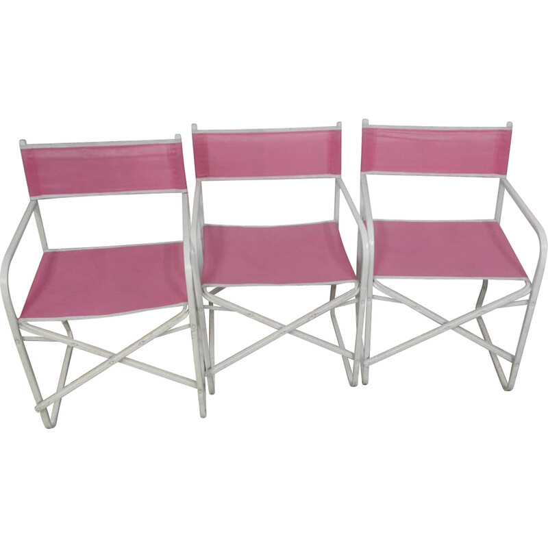 Set of 3 vintage garden folding chairs by Lerolin Thiene