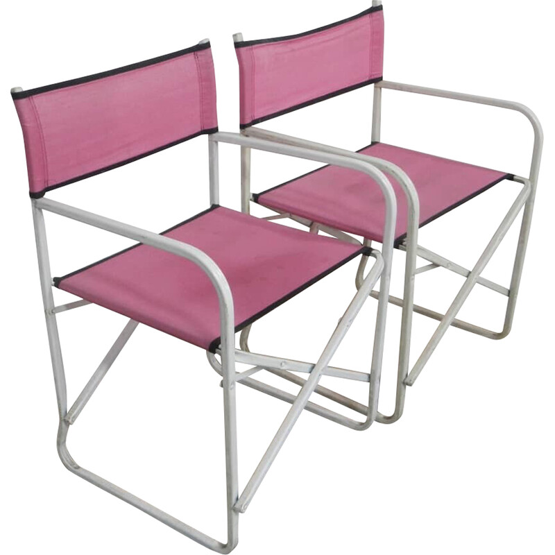 Pair of vintage garden folding chairs by Lerolin Thiene