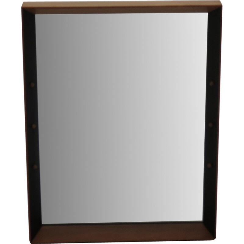 Espejo de madera de haya ebonizada negra de mediados de siglo por Rowley, años 60
