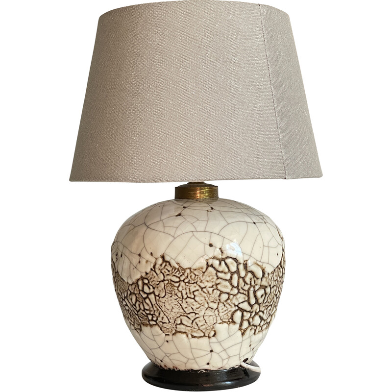 Vintage cracked ceramic ball lamp, 1980-1990